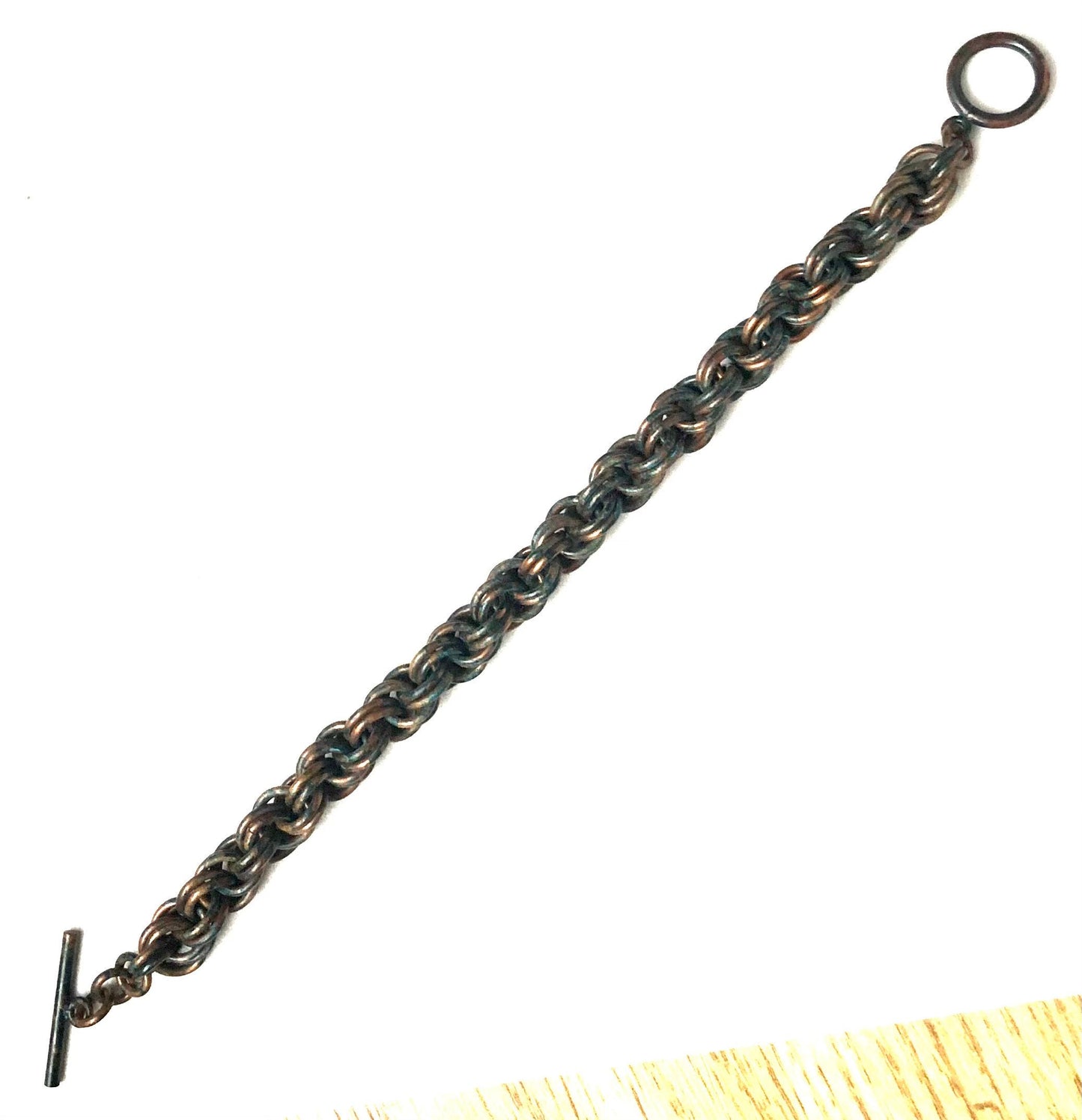 Chainmaille Patinated Copper Double Spiral Bracelet