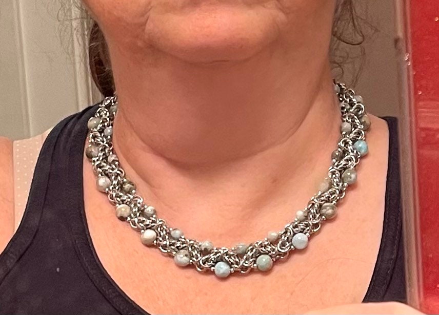Stainless Steel Chainmaille Byzantine Zig Zag Necklace