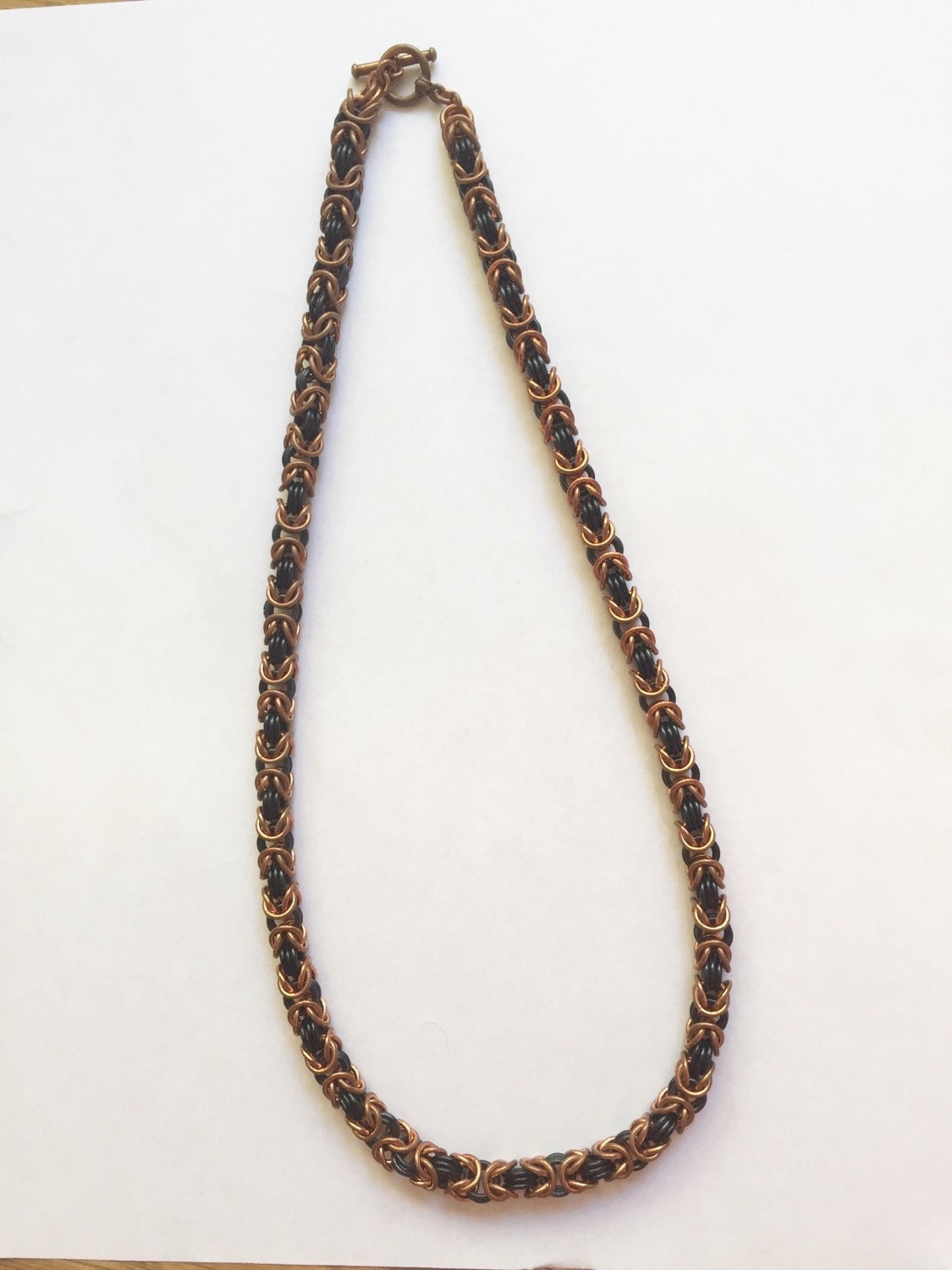 Copper and anodized aluminum byzantine Necklace chain