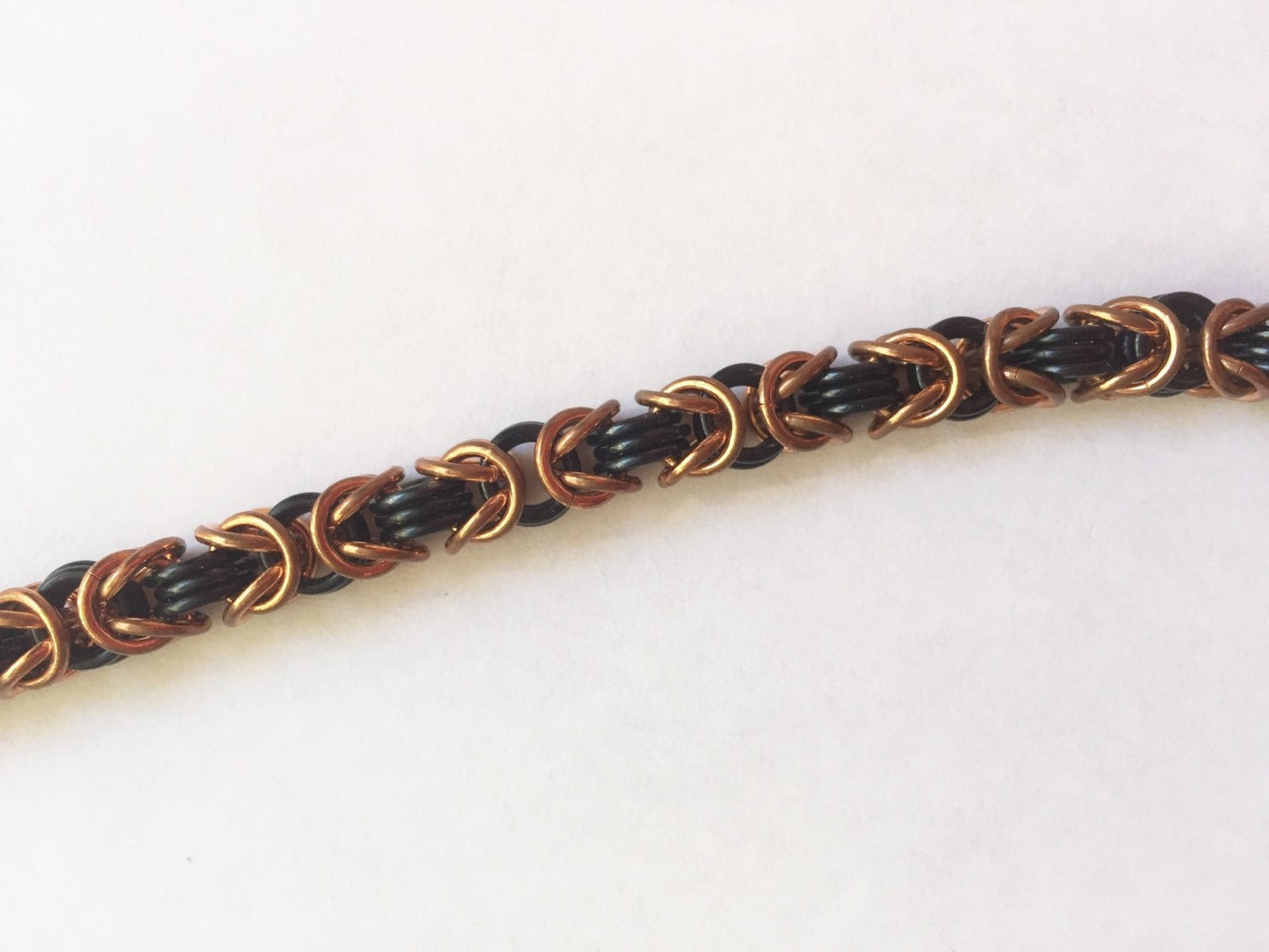 Copper and anodized aluminum byzantine Necklace chain