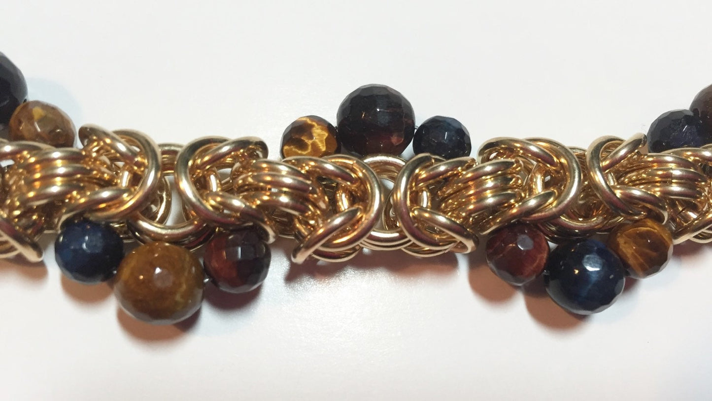 Jewelry brass with mixed tigers eye bracelet