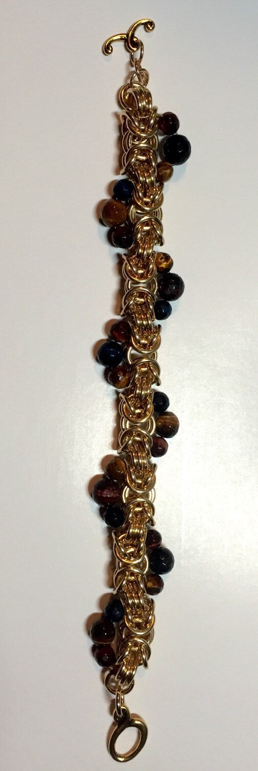 Jewelry brass with mixed tigers eye bracelet