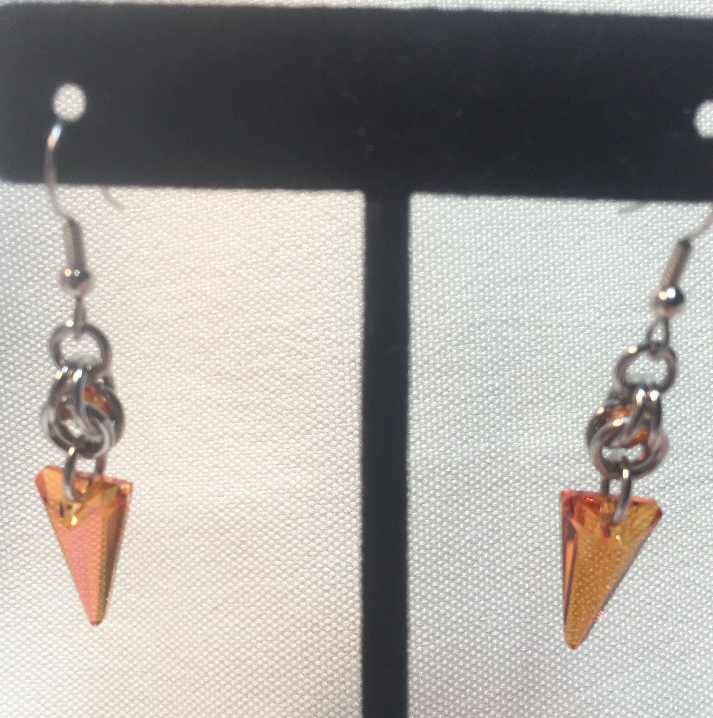 18” Necklace with Astral Pink Swarovski 4mm crystal captured in Stainless steel with Astral Pink Swarovski spike pendant-matching earrings