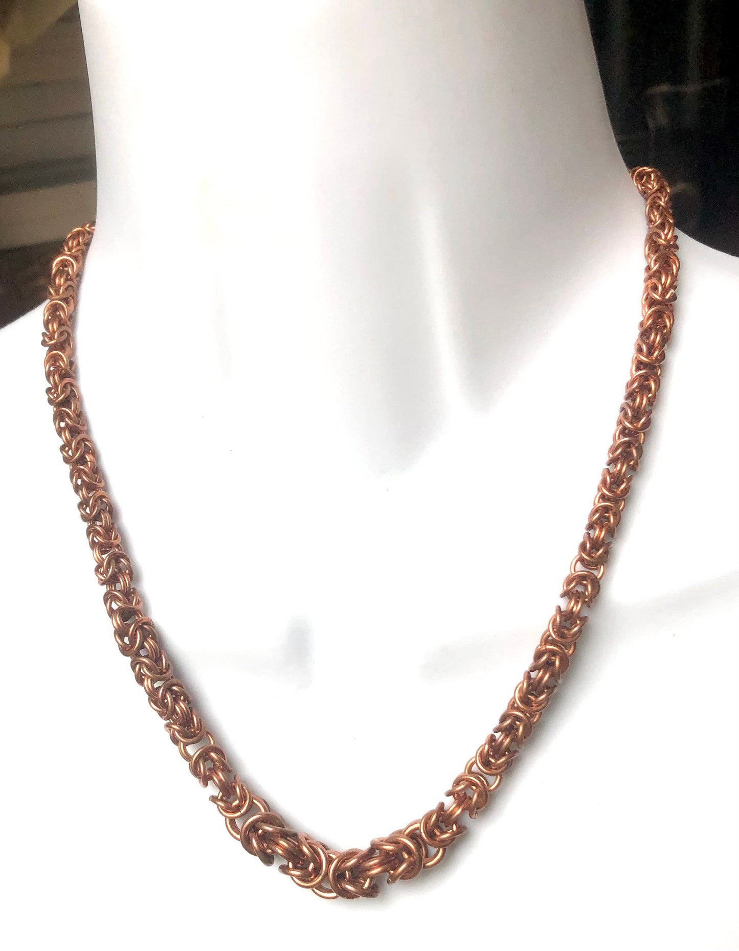 Chainmaille Copper Graduated Byzantine Necklace