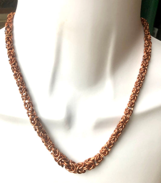 Chainmaille Copper Graduated Byzantine Necklace