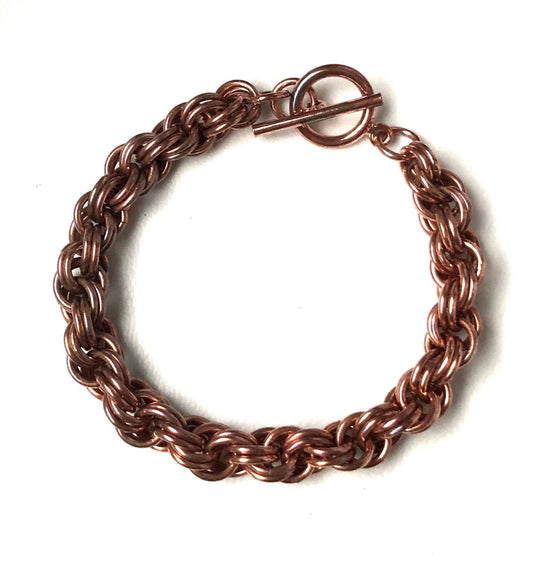 Chainmaille Copper Double Spiral bracelet